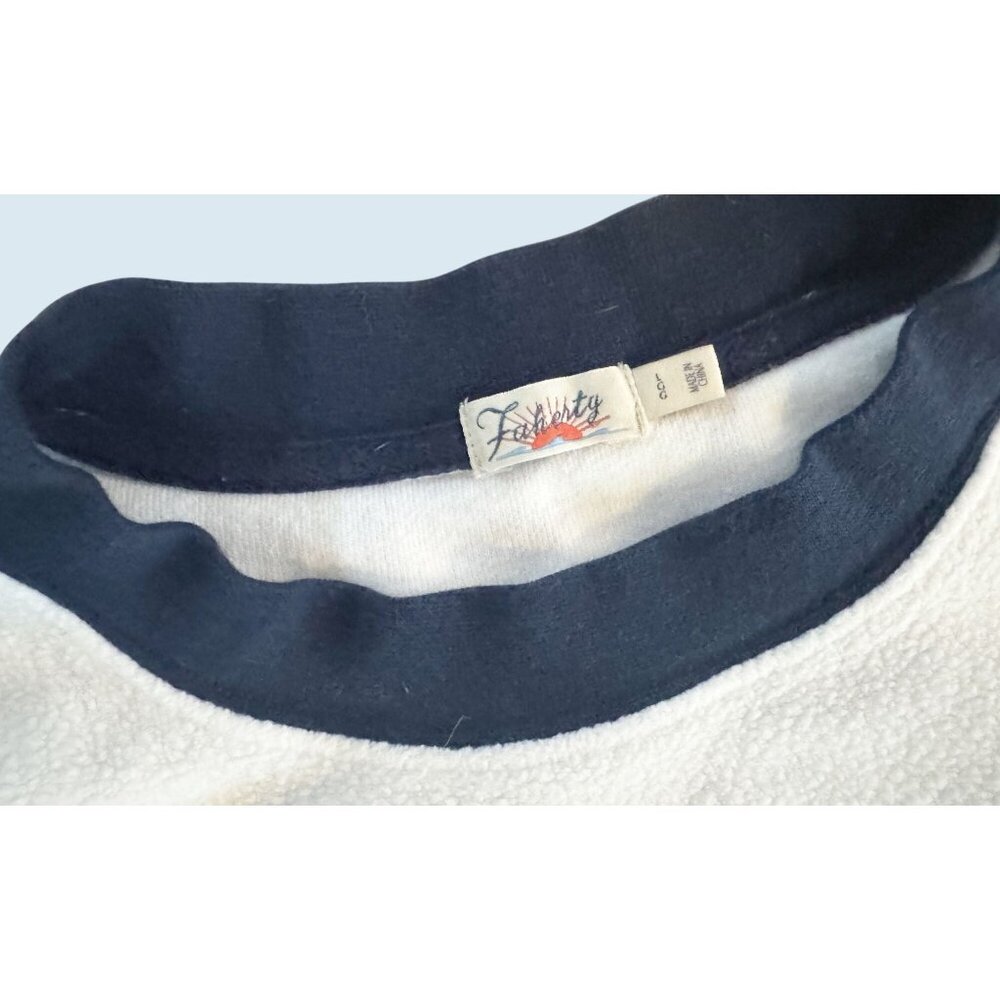 Faherty White and Navy Crewneck Sweatshirt - Picture 7 of 8